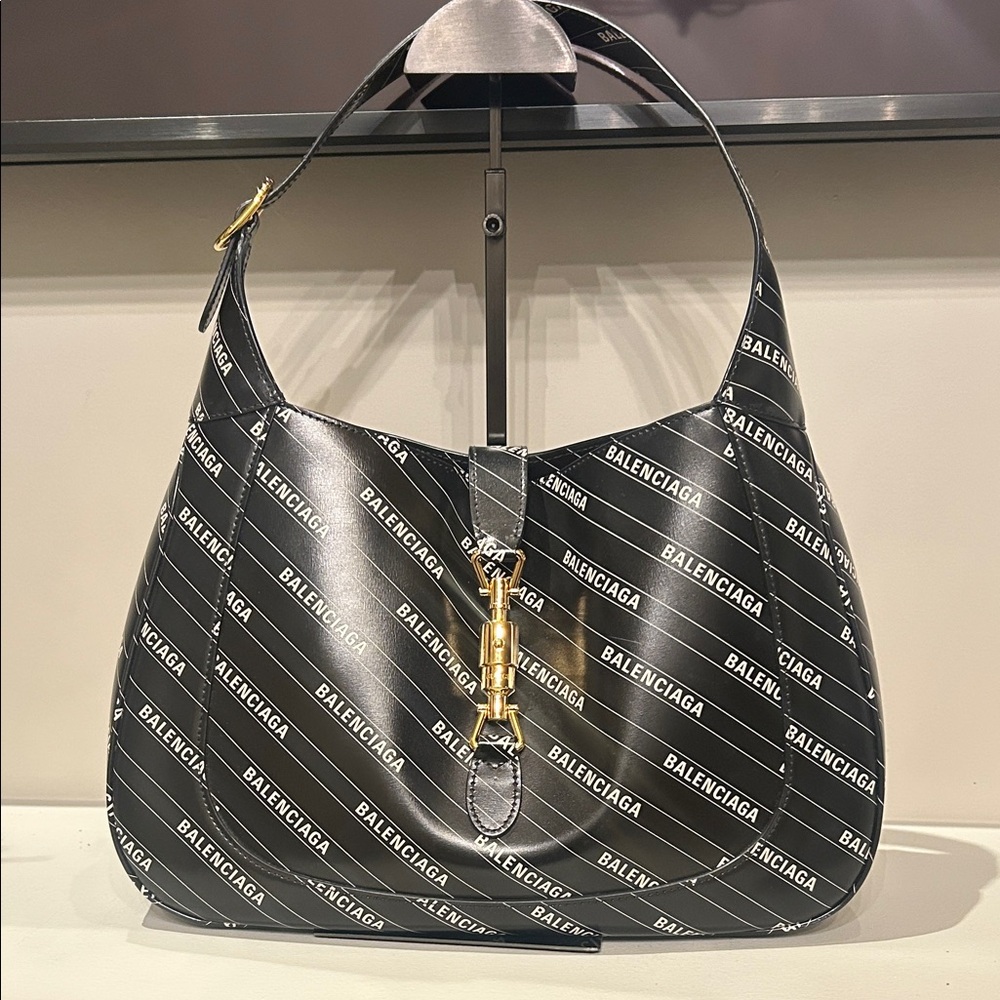 Gucci x Balenciaga Black and White Logo Jackie Bag